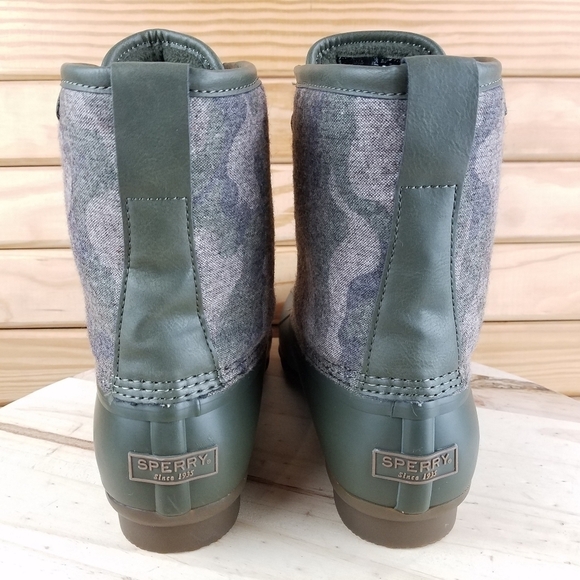 Sperry Top-Sider Men's 10 US Saltwater Camo Duck Boot Lace-up Green STS23702 NEW - Picture 4 of 11